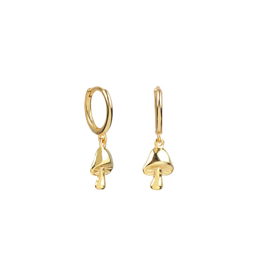 GOLD MUSHROOM HOOP EARRING