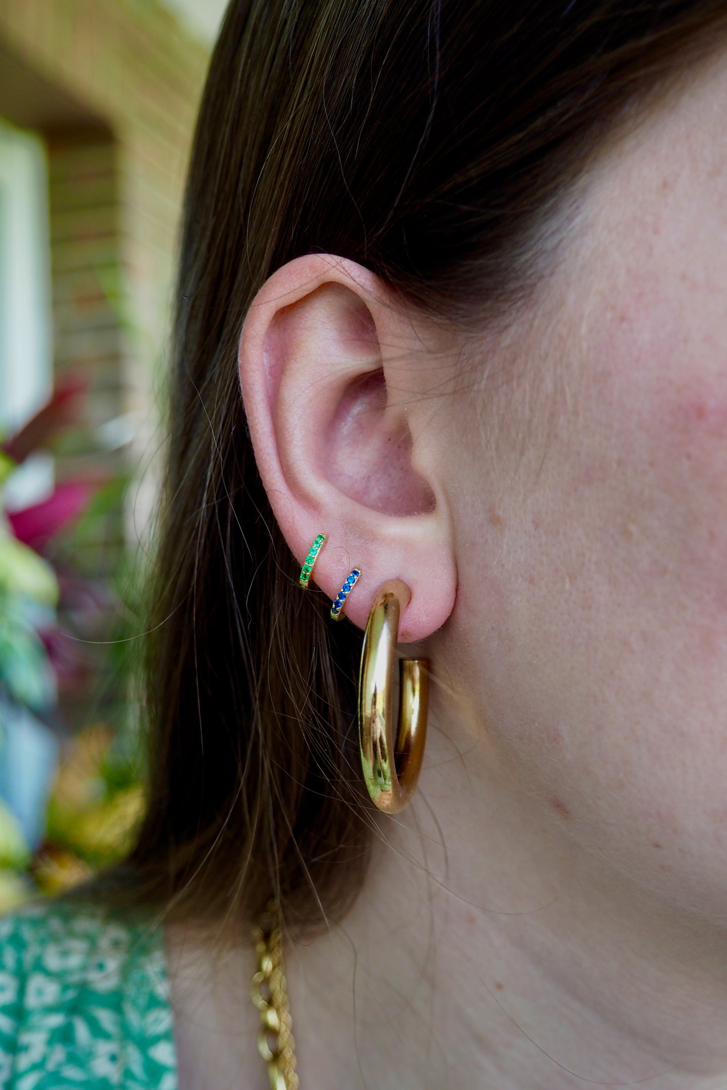 SILVER BLUE ZIRCONIA HOOP EARRING