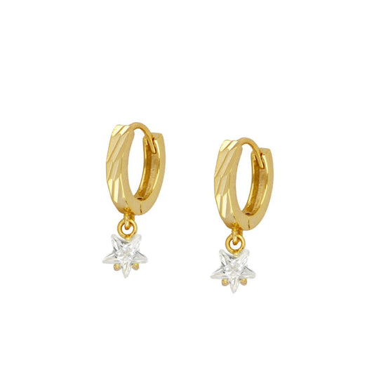 GOLD CRYSTAL STAR HOOP EARRING