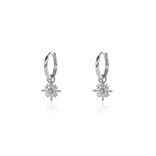 SILVER SNOWFLAKE HOOP EARRING