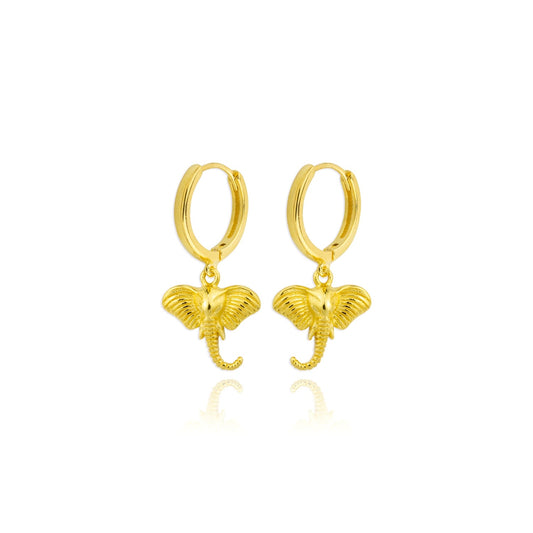 GOLD ELEPHANT HOOP EARRING