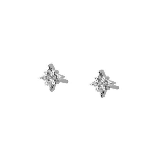 SILVER WHITE ZIRCONIA FLASH EARRING